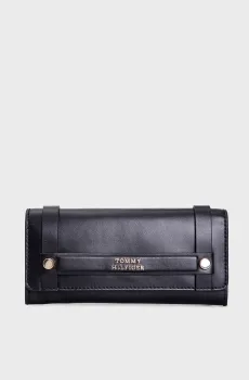Женский черный кожаный кошелек TH HERITAGE LEATHER LRG FLAP Черный ONESIZE Tommy Hilfiger AW0AW16336