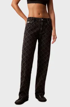 Женские черные джинсы с узором SIGNATURE 90s STRAIGHT BLACK Черный 27-RG Calvin Klein Jeans LV047E620G
