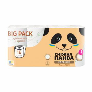 Туалетная бумага Сніжна Панда Premium Aroma Plus 3-слойная, 16 рулонов