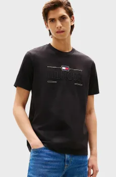 Мужская черная футболка ICON HILFIGER TEE Черный L Tommy Hilfiger MW0MW39585