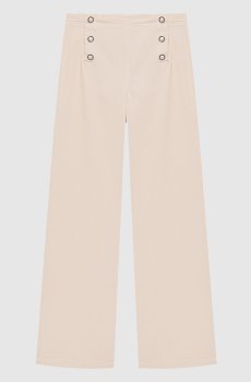 Бежевые джинсы клеш с патчем логотипа