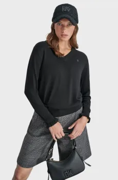 Женский черный пуловер Черный S DKNY D2G4A151