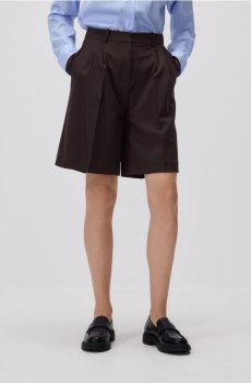 Reserved - Бермуда з кантами - темно коричневий - 322GF-89X
