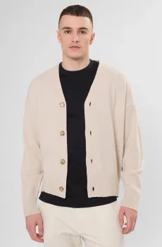 Мужской белый шерстяной кардиган Белый M BOSS 50555120;130