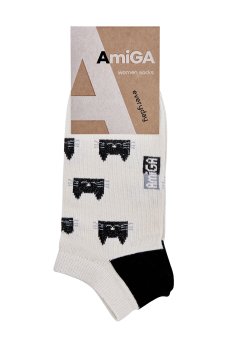 Носки женские AmiGA Коты, укороченные, размер 23-25