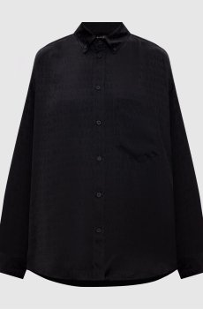 Черная блуза в принт логотипа