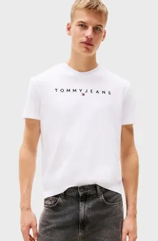 Мужская белая футболка REG LINEAR LOGO Белый M Tommy Jeans DM0DM20744
