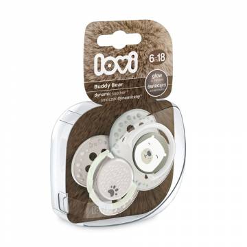 Пустышка LOVI Buddy bear силиконовая, динамическая, от 6 месяцев до 1.5 года, 2 шт (22/865)
