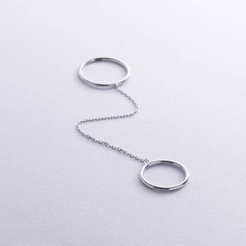 Серебряное двойное кольцо на цепочке 112626 Серебряное двойное кольцо на цепочке 112626