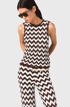 Женский жилет с узором Разноцветный 34 MAJE MFPTO01296_Brown-White