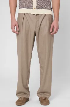 Мужские бежевые шерстяные брюки BECKHAM x BOSS Бежевый 52 BOSS 50554905;263