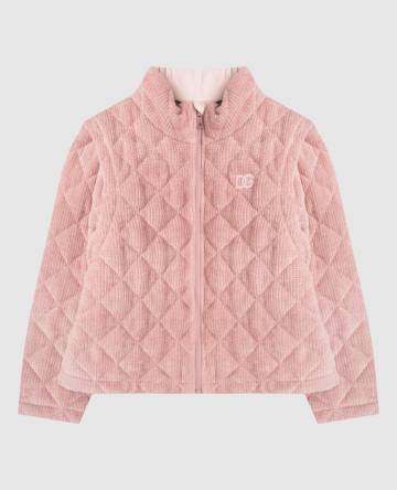 Детская розовая стеганная куртка со съемными рукавами