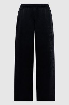 Черные спортивные брюки с брендовой вышивкой