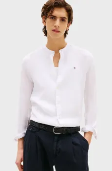 Мужская белая льняная рубашка PIGMENT DYE MAO Белый M Tommy Hilfiger MW0MW39271