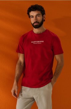 Бавовняна футболка з написом Saint-Tropez - червоний