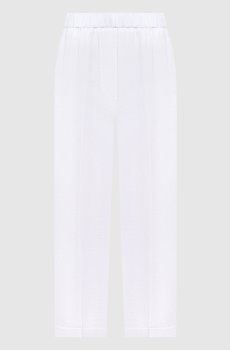 Белые брюки с леном с отворотами