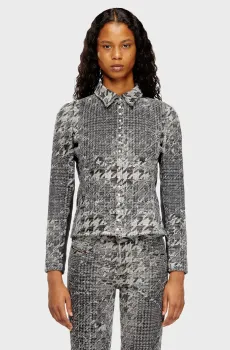 Женская серая джинсовая рубашка с узором DE-MASLY-FSH1 Серый XS Diesel A21430 0CEBN