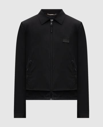 Черная куртка с шерстью с логотипом патча