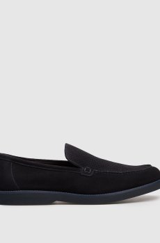 Синие замшевые лоферы с перфорацией