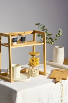Бамбукова стояча полиця - бежевий