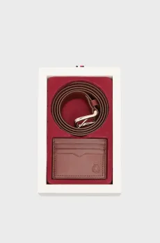 Мужской кожаный набор аксессуаров (кардхолдер, ремень) CREST Коричневый 105 Tommy Hilfiger AM0AM13934