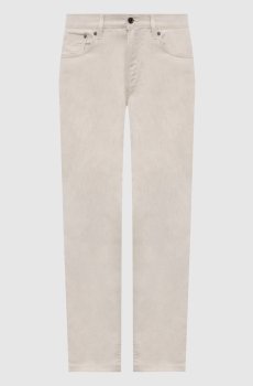 Бежевые брюки с леном с патчем логотипа