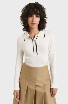 Женское белое поло SLIM RIB Белый M Gant 4201269