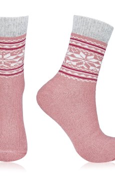 Носки женские AmiGА махровые, со снежинкой, розовые, размер 23-25