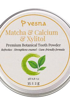 Премиальный зубной порошок Vesna Matcha & Calcium & Xylitol Premium Botanical Tooth Powder Матча, кальций и ксилит, 35 г