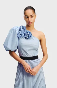 Женская голубая блуза FLOWER ONE SHOULDER BLOUSE Голубой 44 Karl Lagerfeld A2W11008