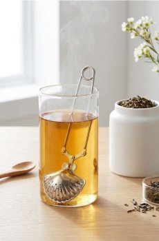 Заварник для чаю у формі мушлі - срібний