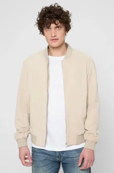Мужской бежевый кожаный бомбер BECKHAM x BOSS Бежевый 50 BOSS 50549074;276