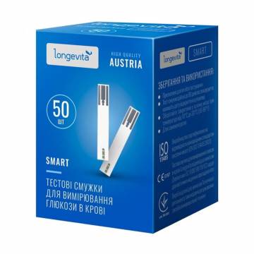 Тест-полоска для измерения глюкозы в крови Longevita Smart, 50 шт