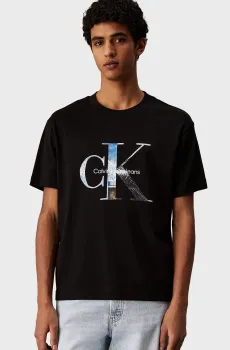 Мужская черная футболка PHOTO MONOGRAM TEE Черный S Calvin Klein Jeans J30J327483