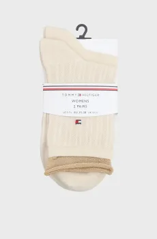Женские бежевые носки (2 пары) SHORT LUREX WELT Бежевый 39-42 Tommy Hilfiger 701238774