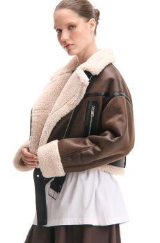 Cropp - Байкерська куртка зі штучної шкіри - коричневий