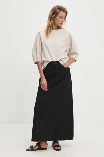 Джинсовая юбка Answear Lab цвет чёрный maxi расклешённая Джинсовая юбка Answear Lab цвет чёрный maxi расклешённая
