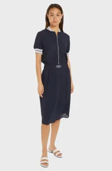 Женское темно-синее платье RIB TRIM SS KNEE DRESS Синий S Tommy Hilfiger WW0WW41596