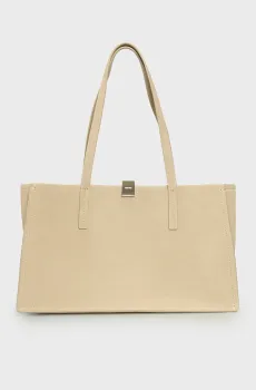 Женская бежевая замшевая сумка Бежевый ONESIZE Calvin Klein K60K612982