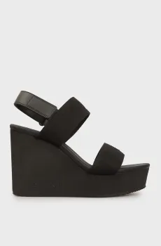 Женские черные босоножки WEDGE SANDAL WEBBING IN Черный 38 Calvin Klein YW0YW01790