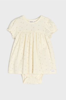 Бавовняне боді зі спідничкою з вишневим принтом - кремовий