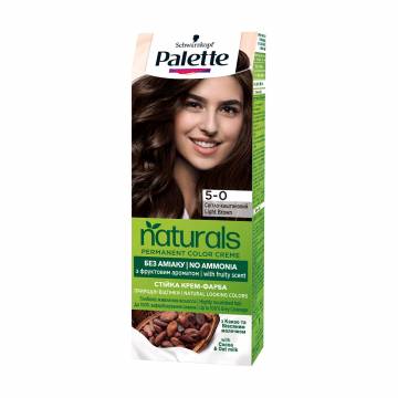 Безаммиачная краска для волос Palette Naturals Permanent Color Creme, 5-0 Светло-каштановый, 110 мл Безаммиачная краска для волос Palette Naturals Permanent Color Creme, 5-0 Светло-каштановый, 110 мл