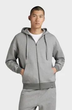 Мужское серое худи Essential loose zip thru hdd sw Серый S G-Star RAW D23489,D395