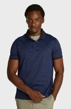 Мужское темно-синее поло с узором MONOGRAM Синий XXL Tommy Hilfiger MW0MW39218