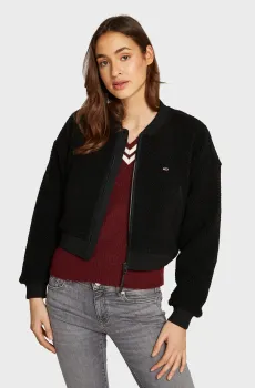 Женская черная спортивная кофта TJW TEDDY ZIP THRU Черный L Tommy Jeans DW0DW19825