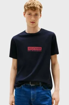 Мужская темно-синяя футболка COLOUR TO COLOUR Синий S Tommy Hilfiger MW0MW39149