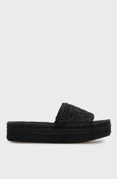 Женские черные слайдеры FLATF ESPADRILLE RAFFIA Черный 37 Calvin Klein HW0HW02895