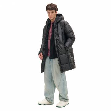 Cropp - Стьобане пальто з капюшоном - чорний Cropp - Стьобане пальто з капюшоном - чорний