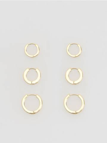 Reserved - Набір круглих сережок - золотий - 313FD-GLD