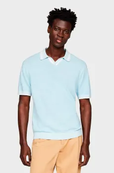 Мужское голубое льняное поло LINEN BLEND REVERE S/S Голубой XL Tommy Hilfiger MW0MW34677